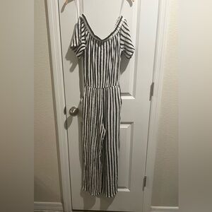Love Tree Navy blue and White Striped Jumpsuit